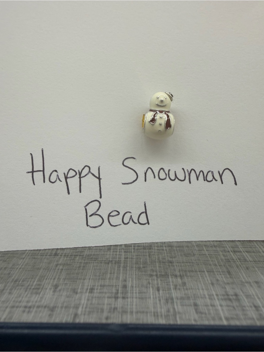Pandora Retired Happy Snowman White Red Enamel Christmas Charm 791406ENMX